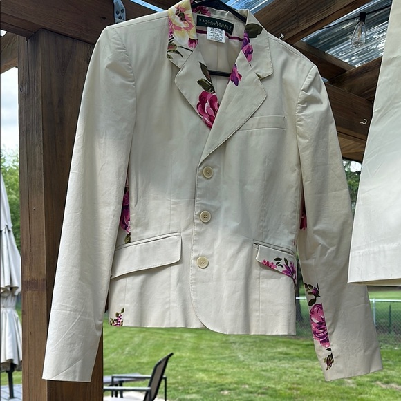 Harve Benard Women’s Suit Cream w/Floral Design Blazer 10 & Skirt 14 VINTAGE 80s - Picture 2 of 11